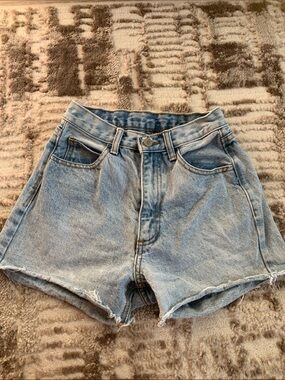Casual High-Rise Light Blue Denim Cutoff Shorts